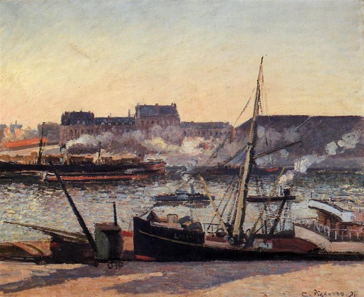 The Docks, Rouen, Afternoon, 1898 - Camille Pissarro