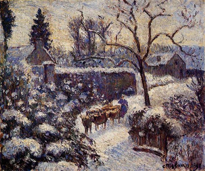 The Effect of Snow at Montfoucault, 1891 - Camille Pissarro
