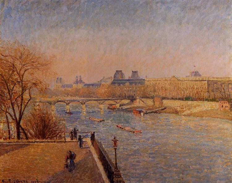 The Louvre, Winter Sunshine, Morning, 1900 - Каміль Піссарро