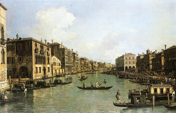 Grand Canal From the Campo Santa Sofia Towards the Rialto Bridge - Giovanni Antonio Canal