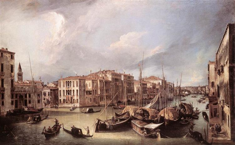 Grand Canal: Looking North East toward the Rialto Bridge, c.1725 - Каналетто