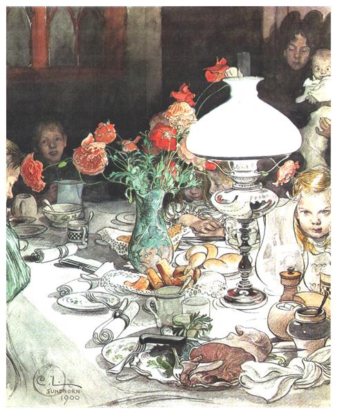 Around the Lamp at Evening, 1900 - Carl Larsson