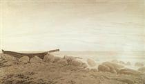 Boat on the Shore. Moonrise - Caspar David Friedrich