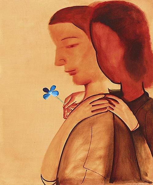 Girl with Blue Flower - Charles Blackman