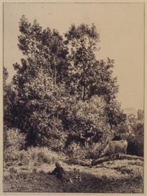 Landscape with Cows - Шарль Жак