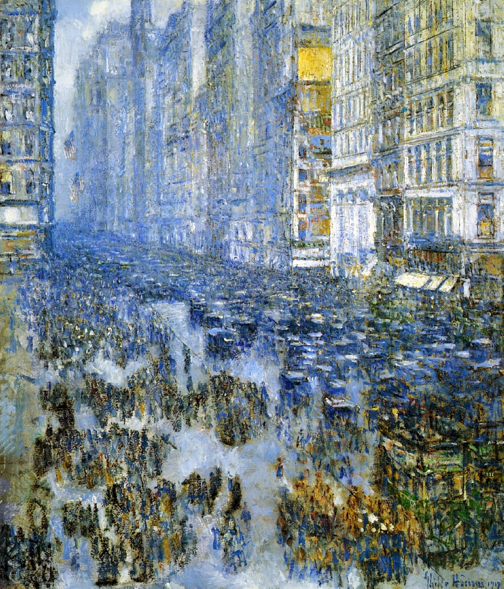 FIFTH AVENUE WINTER 1892 NEW YORK IMPRESSIONIST PAINTING BY CHILDE HASSAM REPRO 