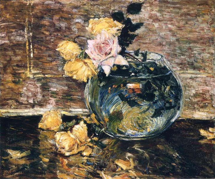 Roses in a Vase, 1890 - Childe Hassam