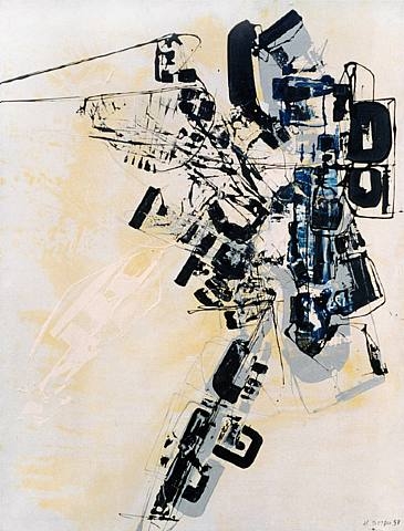 Composition en gris et jaune, 1958 - Claude Georges