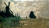 A Windmill near Zaandam - Claude Monet