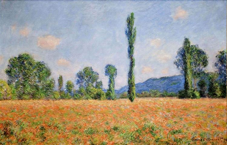 Poppy Field in Giverny 02, 1890 - Claude Monet