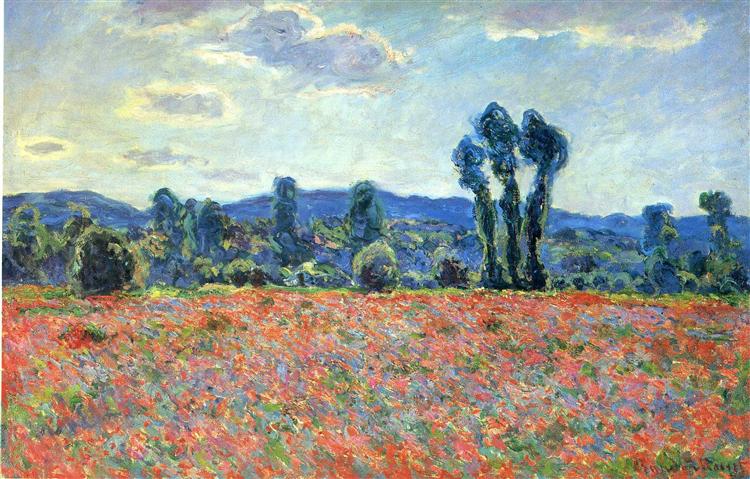 Poppy Field in Giverny, 1890 - 莫內