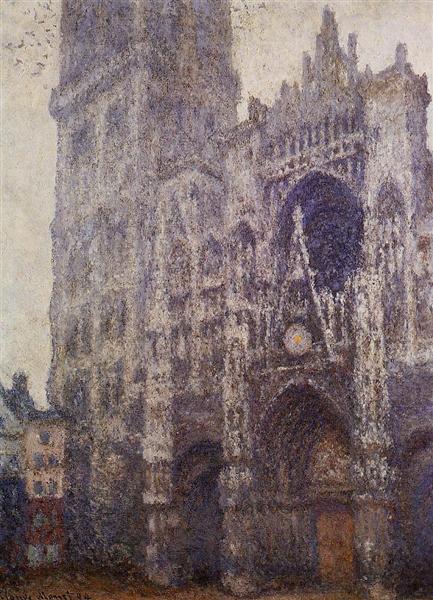 Rouen Cathedral, The Portal and the Tour d'Albene, Grey Weather, 1894 - 莫內