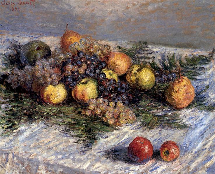 Still Life with Pears and Grapes, 1880 - 莫內