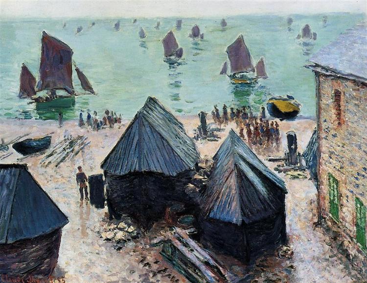 Отплытие лодок, Этрета, 1885 - Клод Моне