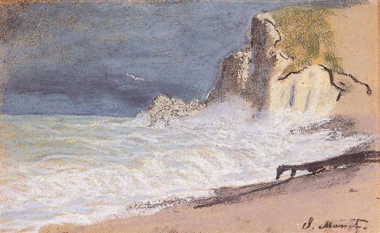 The Manneport, Etretat - Amont Cliff, Rough Weather, 1884 - 1886 - 莫內