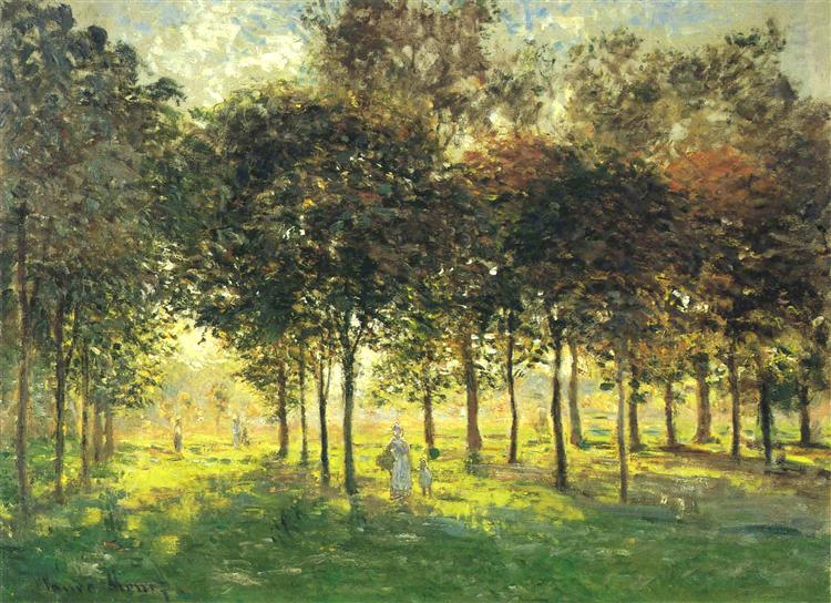The Promenade at Argenteuil, Soleil Couchant, 1874 - Claude Monet