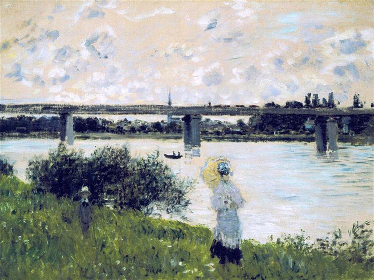 The Promenade near the Bridge of Argenteuil, 1874 - 莫內