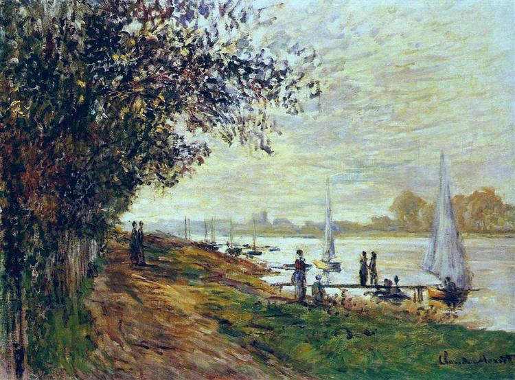 The Riverbank at Petit-Gennevilliers, Sunset, 1875 - 莫內