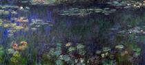 Водяные лилии, зеленое отражение (левая половина) - Клод Моне