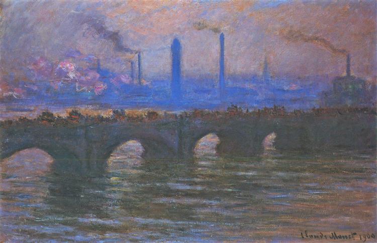 Waterloo Bridge, Overcast Weather, 1904 - 莫內