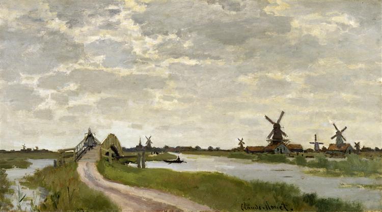 Windmills at Haaldersbroek, Zaandam, 1871 - 莫內