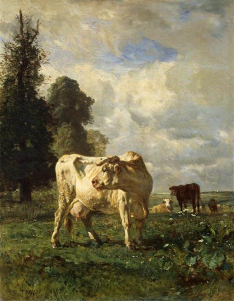 Коровы в поле, 1852 - Констан Труайон
