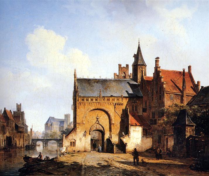 Fantasy cityview of Maassluis - Cornelis Springer