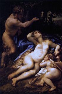 Venus, Satyr and Cupid - Антоніо да Корреджо