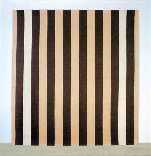 Peinture acrylique blanche sur tissu rayé blanc et marron, 1972 - Даниель Бюрен