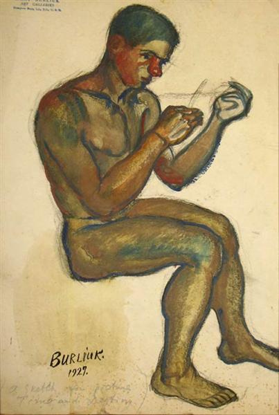 Seated young man (study to "Father Time"), 1927 - David Burliuk