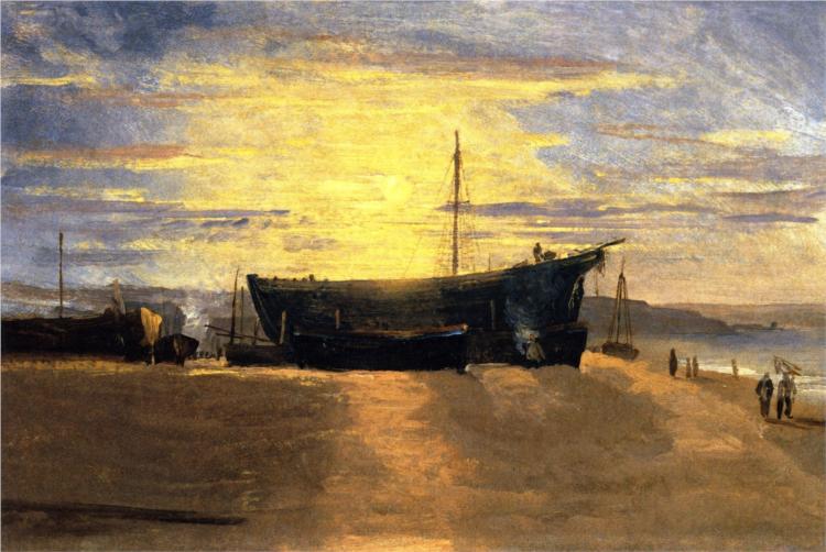 Sunset, Hastings. Beached Fishing Vessels, 1811 - Дэвид Кокс