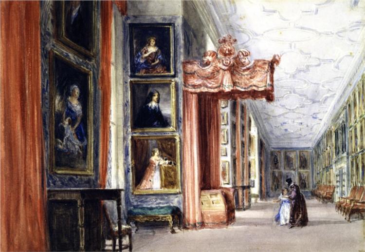 The Long Gallery, Hardwick Hall, Derbyshire, 1840 - Дэвид Кокс