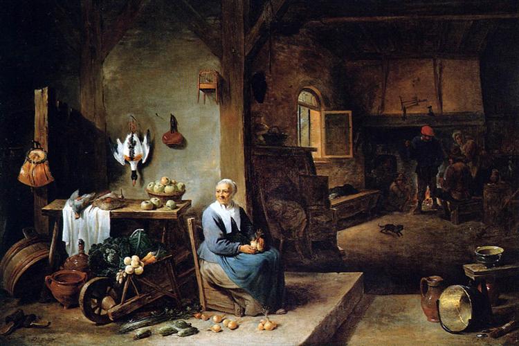 Interior of a peasant dwelling - David Teniers, o Jovem