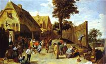 Peasants Dancing Outside an Inn - David Teniers, o Jovem