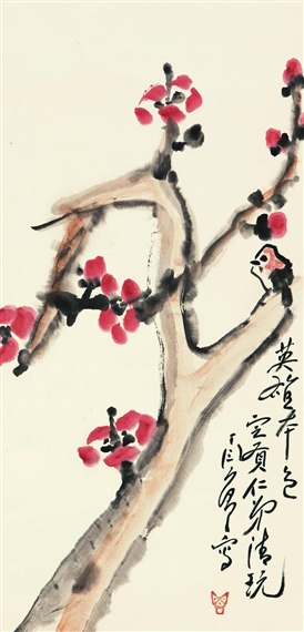 Camellia and bird - Дин Яньюн