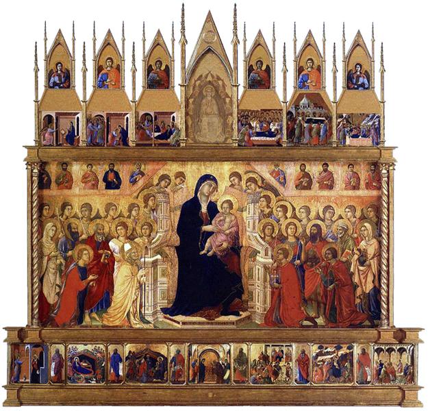 Madonna and Child on a Throne (front side of altarpiece), 1308 - 1311 - Duccio