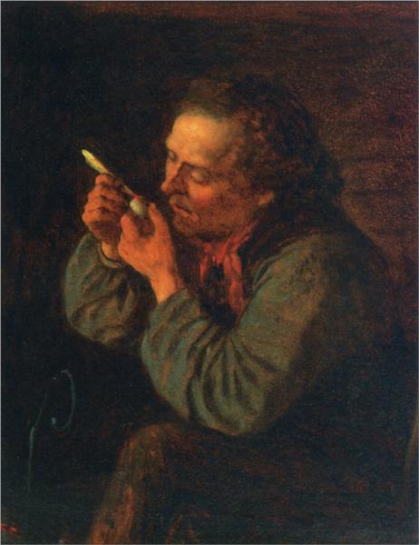 Lighting His Pipe, 1860 - Истмен Джонсон