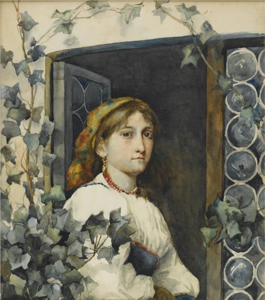 Peasant Girl in Window - Истмен Джонсон