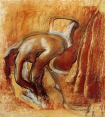 After Bathing, Woman Drying Herself - Edgar Degas