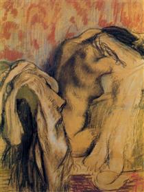 After Bathing, Woman Drying Herself - Едґар Деґа