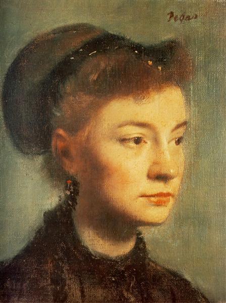 Голова молодой женщины, 1867 - Эдгар Дега