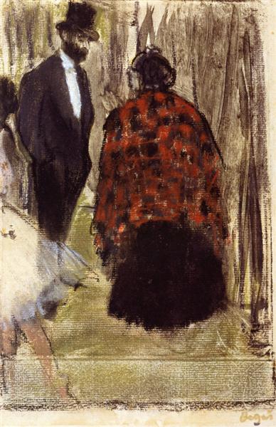 Ludovic Halevy Speaking with Madame Cardinal, c.1876 - c.1877 - Edgar Degas