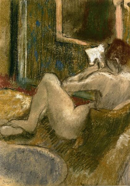 Обнаженная со спины за чтением, c.1880 - c.1885 - Эдгар Дега