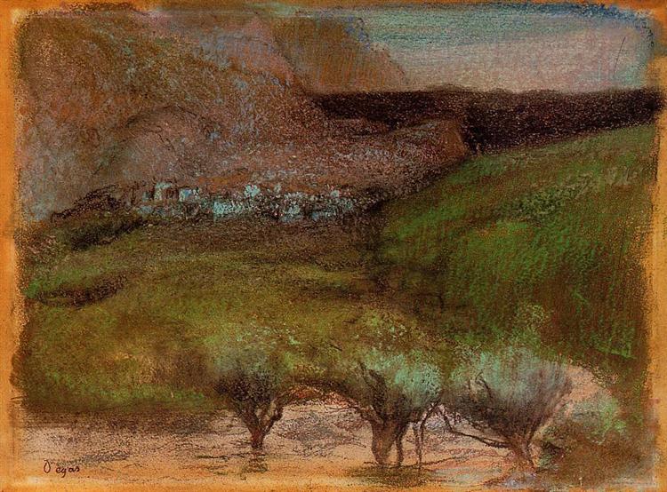 Olive Trees against a Mountainous Background, c.1890 - c.1893 - Edgar Degas