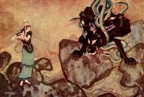 Cerburus, the Black Dog of Hades - from the Picture Book for the Red Cross - Edmond Dulac