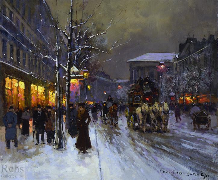 Boulevard de la Madeleine, Winter - Edouard Cortes