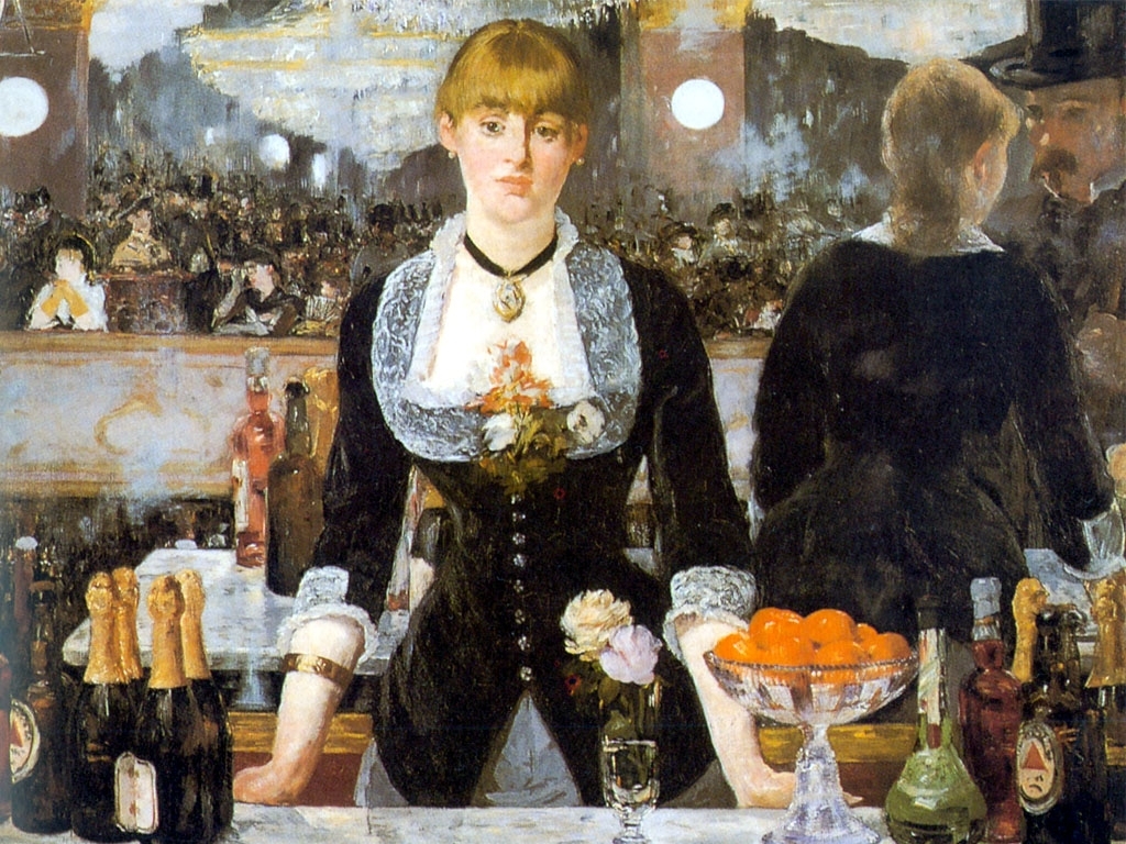 A Bar at the Folies-Bergere, Edouard Manet – Μωβ κιμωλίa