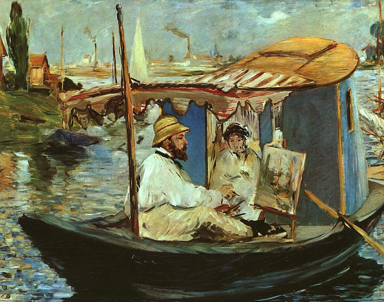 Monet in his Studio Boat, 1874 - Edouard Manet