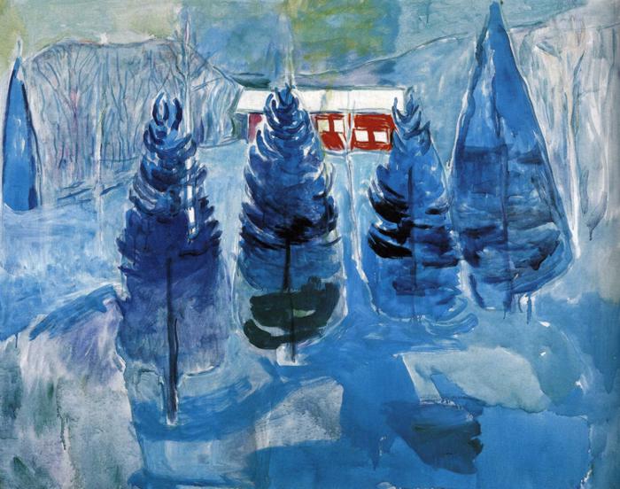 Red House and Spruces, 1927 - Edvard Munch