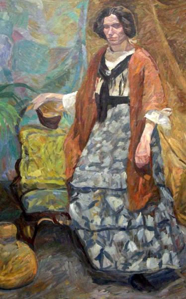 Interior with Artist's Sister, Emma Weie, 1910 - Edvard Weie